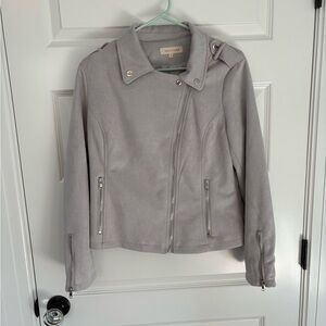 Solitaire Women's Light Gray Leather Jacket
